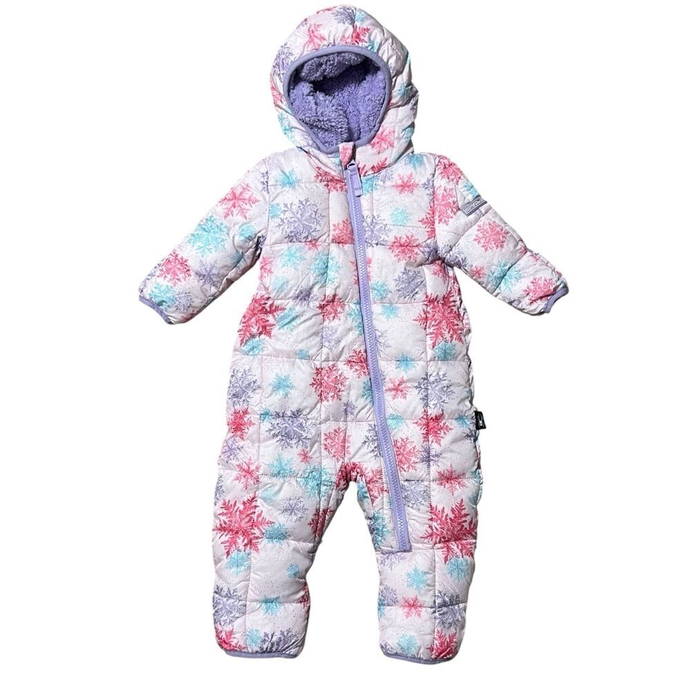 Spyder Baby Girl’s Pram Snowsuit 3-6 MONTHS Sherpa Lined Purple/Pink Snowflake
